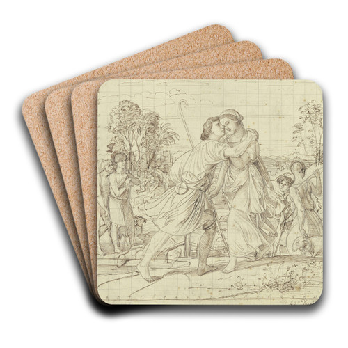 Jacob and Rachel by Julius Schnorr Von Carolsfeld Art Drink Coaster set