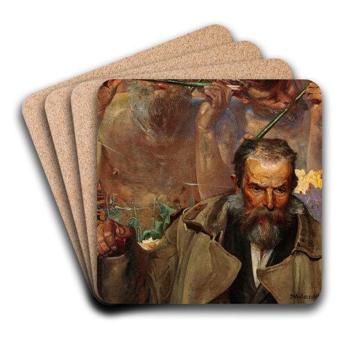 Story of a Song  Portrait of Adam Asnyk by Jacek Malczewski Art Drink Coaster set
