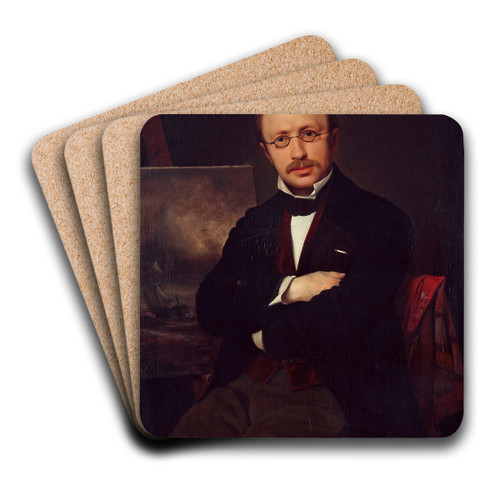 Portrait of the painter Anton Melbye by Ditlev Blunck Art Drink Coaster set