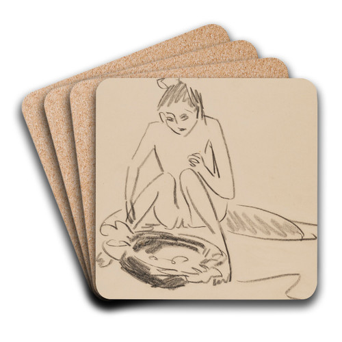 Frnzi mit Badetub (Hockende Frnzi) by Ernst Ludwig Kirchner Art Drink Coaster set
