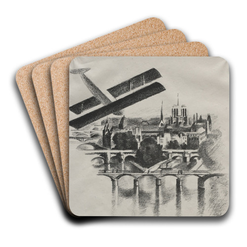 Allo Paris; The Bridges of Paris and Notre-Dame by Robert Delaunay Art Drink Coaster set