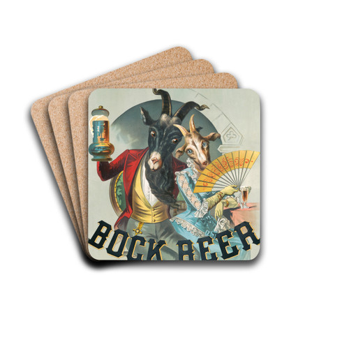 Bock beer [poster no 8] by Calvert Litho. Co Drink Coasters - set of 4