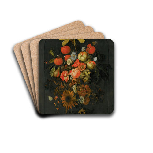 Festoon of flowers and fruit by Cornelis de Heem Drink Coasters - set of 4