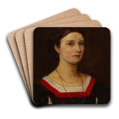 Portrait of Elisabeth Burckhardt(-Bachofen) by Ernst Stckelberg Art Drink Coaster set