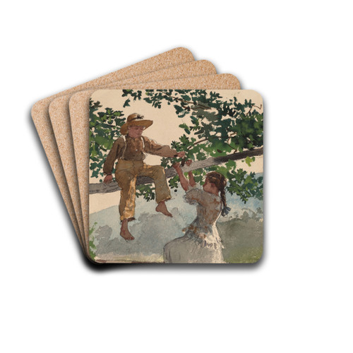 On the Fence by Winslow Homer Drink Coasters - set of 4