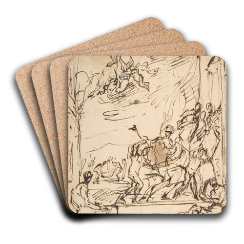 Unidentified Subject; Scene of Martyrdom by Domenico Gargiulo Art Drink Coaster set
