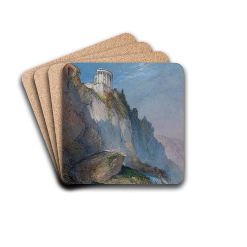 The Temple of Vesta and the Falls at Tivoli by William Callow Drink Coasters - set of 4 The Temple of Vesta and the Falls at Tivoli by William Callow Drink Coasters - set of 4