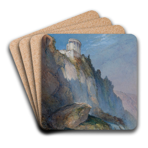 The Temple of Vesta and the Falls at Tivoli by William Callow Art Drink Coaster set The Temple of Vesta and the Falls at Tivoli by William Callow Art Drink Coaster set