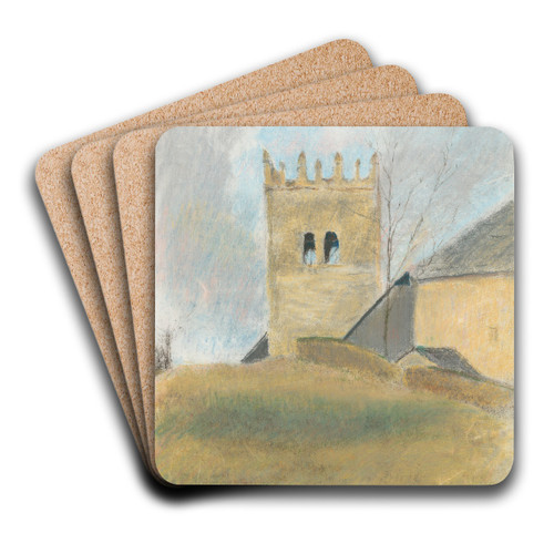 Belfry in Strky by Ladislav Mednynszky Art Drink Coaster set