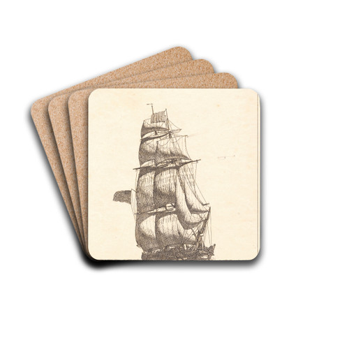 En nordamerikansk brig 2 by Christoffer Wilhelm Eckersberg Drink Coasters - set of 4