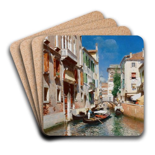 Gondolas in Venice by Rubens Santoro Art Drink Coaster set