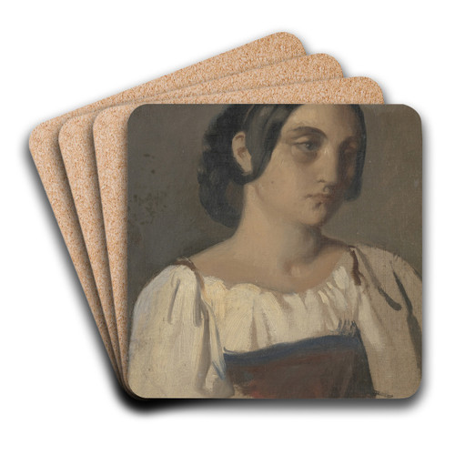Portrait of an Italian woman by Thodore Chassriau Art Drink Coaster set