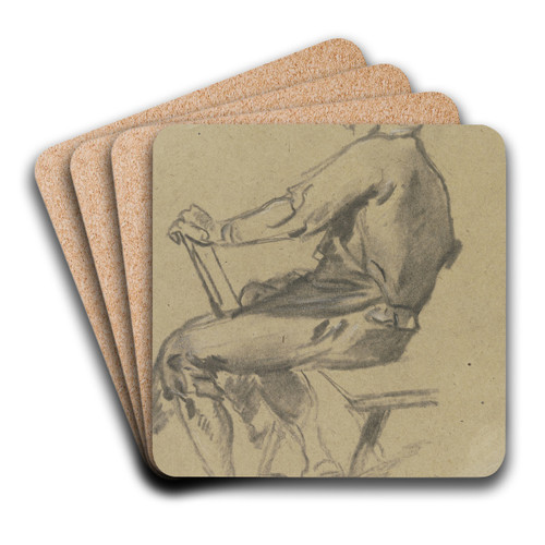 Sitzender Wirt in verlorenem Profil by Anton Burger Art Drink Coaster set