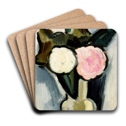 Pink and White Flowers in a Vase by Marsden Hartley Art Drink Coaster set Pink and White Flowers in a Vase by Marsden Hartley Art Drink Coaster set