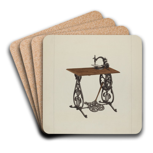 Sewing Machine by Clyde L. Cheney Art Drink Coaster set