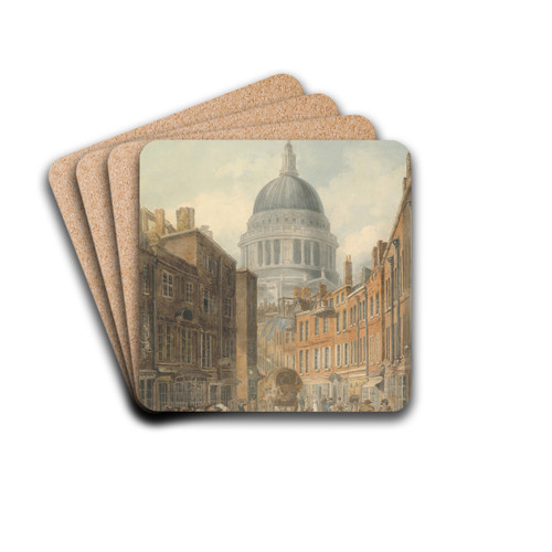 St. Paul's Cathedral from St. Martin's-le-Grand by Thomas Girtin Drink Coasters - set of 4
