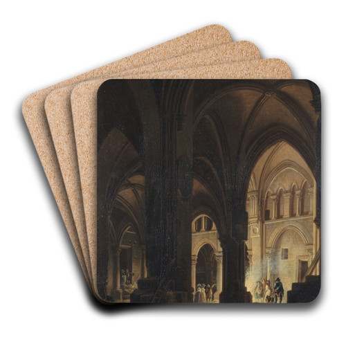 Intrieur de l'glise des Saints-Innocents by Pierre-Antoine Demachy Art Drink Coaster set