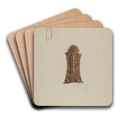 Iron Door Handle by Bertha Semple Art Drink Coaster set Iron Door Handle by Bertha Semple Art Drink Coaster set