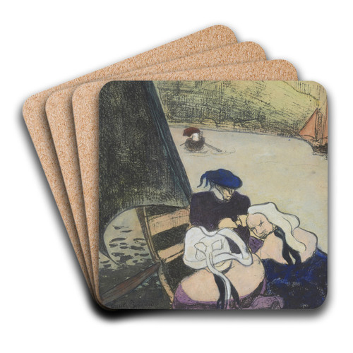 Bretons dans une barque (Bretons in a Ferryboat) by Emile Bernard Art Drink Coaster set