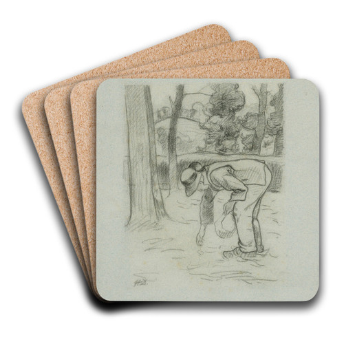 Le Ramasseur de chtaignes by Henri Delavalle Art Drink Coaster set Le Ramasseur de chtaignes by Henri Delavalle Art Drink Coaster set