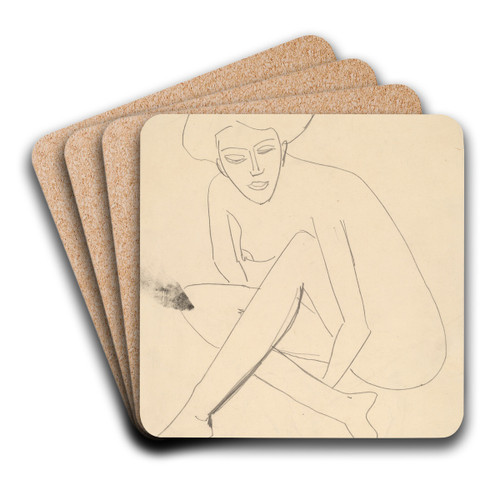 Dodo Seated by Ernst Ludwig Kirchner Art Drink Coaster set