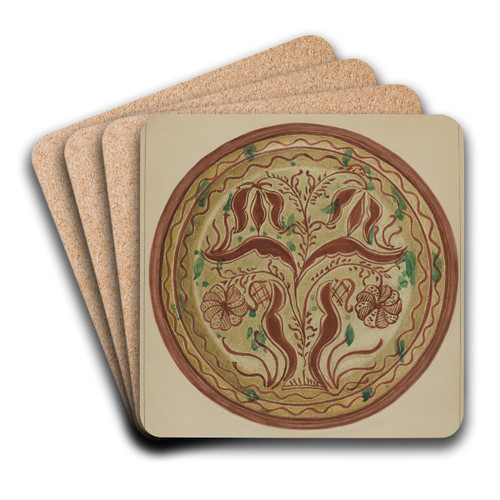 Pa. German Plate by Charles Garjian Art Drink Coaster set