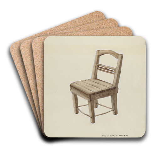 Small Wooden Chair by Majel G. Claflin Art Drink Coaster set