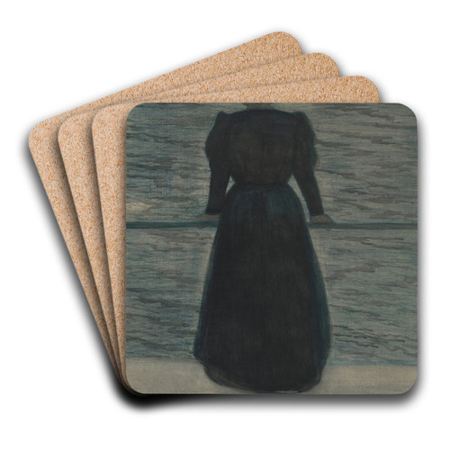 Woman by the Sea by Lon Spilliaert Art Drink Coaster set Woman by the Sea by Lon Spilliaert Art Drink Coaster set