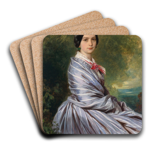 Portrait of Augusta Wichrow by Franz Xaver Winterhalter Art Drink Coaster set