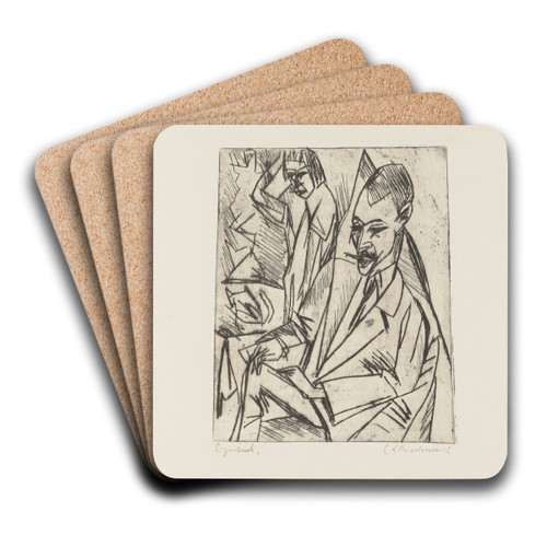 Gewecke und Erna by Ernst Ludwig Kirchner Art Drink Coaster set