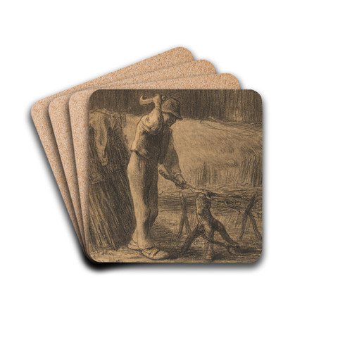 Woodcutter Trimming Faggots by Jean-Franois Millet Drink Coasters - set of 4