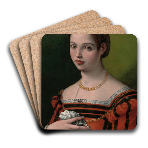 Portrait of a Lady by Michele Tosini Art Drink Coaster set