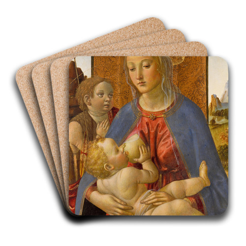 Madonna and Child with the Young Saint John the Baptist by Cosimo Rosselli Art Drink Coaster set