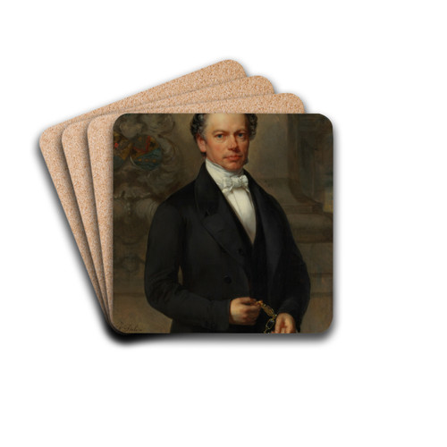 Portret van Edward Jean-Hyacinthe Moretus Plantin by Jozef Delin Drink Coasters - set of 4 Portret van Edward Jean-Hyacinthe Moretus Plantin by Jozef Delin Drink Coasters - set of 4