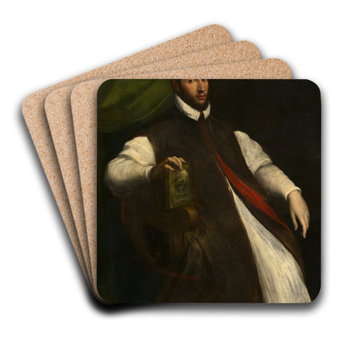 Portrait of a Prelate by Girolamo Da Carpi Art Drink Coaster set