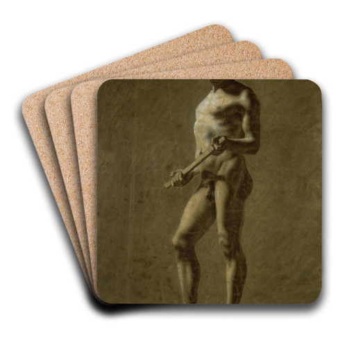 Standing Academic Male Nude by Eugne Delacroix Art Drink Coaster set