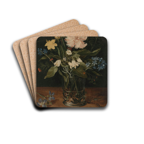 Still Life with Flowers in a Glass by Jan Brueghel the Younger Drink Coasters - set of 4
