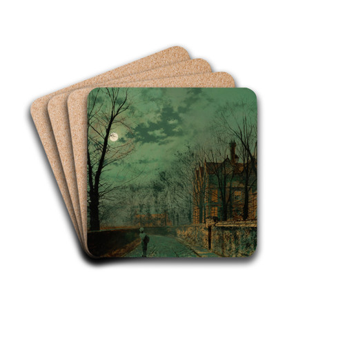 A lane near Chester by John Atkinson Grimshaw Drink Coasters - set of 4
