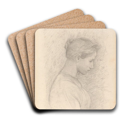 A Young Woman in Profile by Henry Tonks Art Drink Coaster set