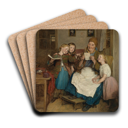 Gromutter mit drei Enkelkindern by Ferdinand Georg Waldmller Art Drink Coaster set