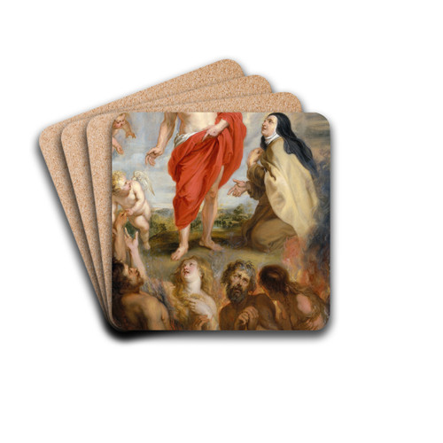 Saint Teresa of vila Interceding for Souls in Purgatory by Peter Paul Rubens Drink Coasters - set of 4