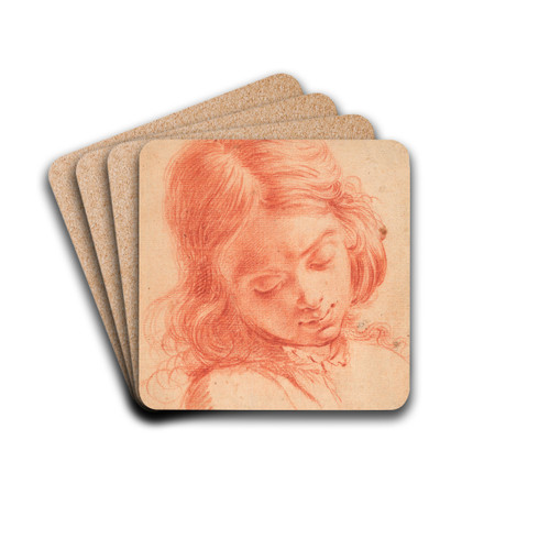 Bust of a boy looking down by Carlo Dolci Drink Coasters - set of 4 Bust of a boy looking down by Carlo Dolci Drink Coasters - set of 4