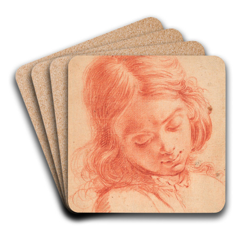 Bust of a boy looking down by Carlo Dolci Art Drink Coaster set Bust of a boy looking down by Carlo Dolci Art Drink Coaster set