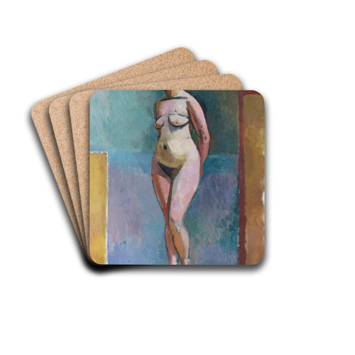 Stehender weiblicher Akt im Atelier by Rudolf Levy Drink Coasters - set of 4 Stehender weiblicher Akt im Atelier by Rudolf Levy Drink Coasters - set of 4
