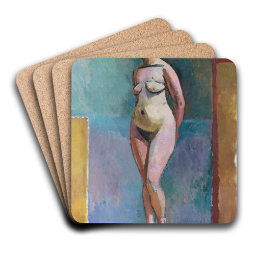 Stehender weiblicher Akt im Atelier by Rudolf Levy Art Drink Coaster set Stehender weiblicher Akt im Atelier by Rudolf Levy Art Drink Coaster set