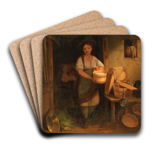 Milkmaid in the Barn by Ignaz Raffalt Art Drink Coaster set