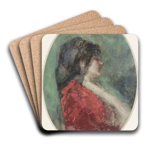 Portret van een jonge vrouw in profiel by Mos Bianchi Art Drink Coaster set Portret van een jonge vrouw in profiel by Mos Bianchi Art Drink Coaster set