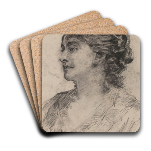 Portrait of a Woman by James Ensor Art Drink Coaster set