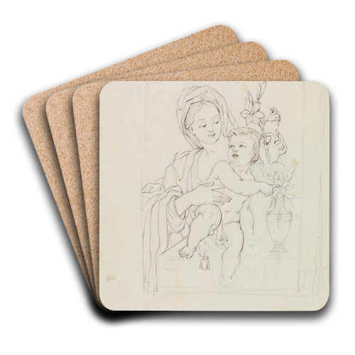 Study of a Woman and Child by Robert Smirke Art Drink Coaster set
