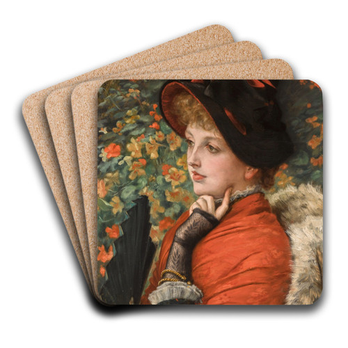 Type of Beauty; Portrait of Mrs. Kathleen Newton by James Tissot Art Drink Coaster set